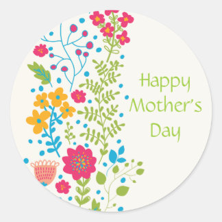 Fröhliche Frühlingsblumen der Mutter Runder Aufkleber