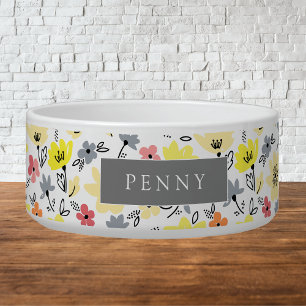 Fröhliche Frühlingsblumen Personalisierter Hundesc Napf