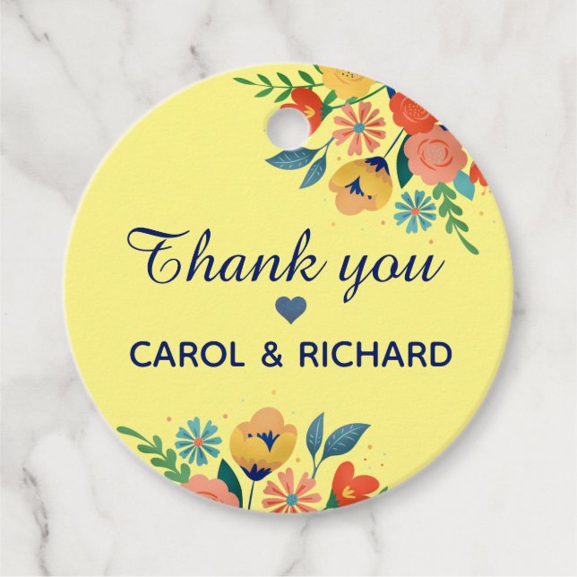 Fröhliche Frühlingsblütengelb Custom Vielen Dank Geschenkanhänger (Vorderseite)