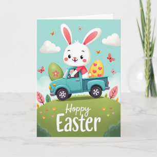 Fröhliche Frühlingsferien-Hase-LKW-Karte Karte