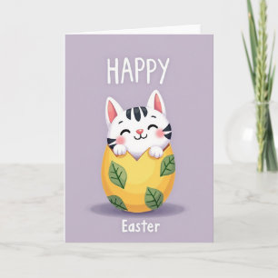 Fröhliche Frühlingskarte mit Katze Karte
