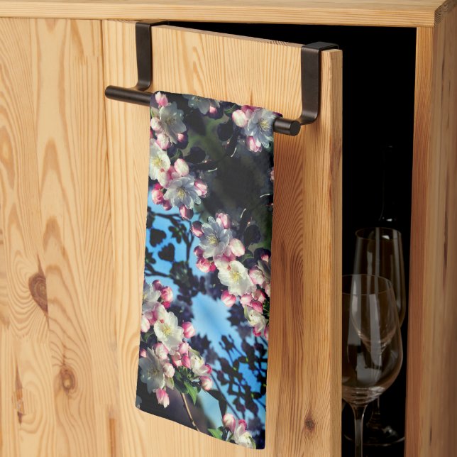 Fröhliche Frühlingskrabappel-Blume blüht Muster Geschirrtuch (Drittel gefaltet)