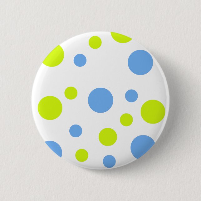 Fröhliche Funky Gelbe Blaue Blasen Button (Vorderseite)
