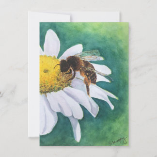 Fröhliche Gänseblümchen- und Bienen-Grußkarte Einladung