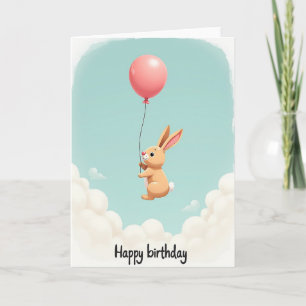 Fröhliche Geburtstags-Hasen-Ballon-Karte Karte