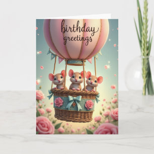 Fröhliche Geburtstagsballon-Mäuse-Karte Karte