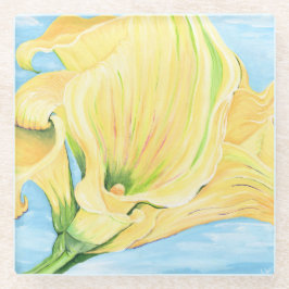 Fröhliche Gelbe Calla Lily Glasuntersetzer