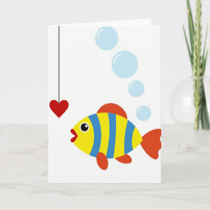 Fröhliche gestreifte Fisch-Herz-Karte Karte