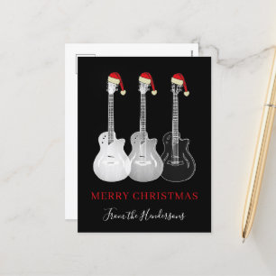 Fröhliche Gitarre Weihnachten schwarz und weiß 