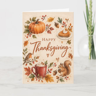 Fröhliche glückliche Thanksgiving-Feiertagsgrüße Karte