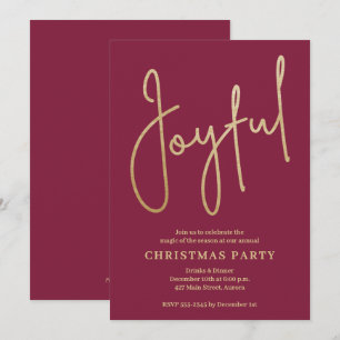 Fröhliche Gold-Faux-Folie auf Cranberry-Weihnachts Einladung