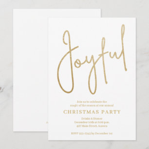 Fröhliche Gold-Faux-Folie auf Weiße Weihnachtsfeie Einladung