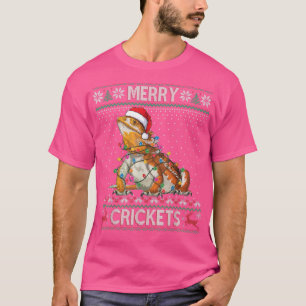 Fröhliche Grillen Bartagame hässlicher Sweater Wei T-Shirt