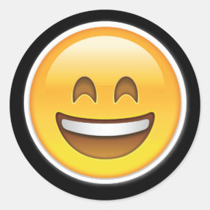 fröhliche, große Lächelchen Emoji-Aufkleber Runder Aufkleber