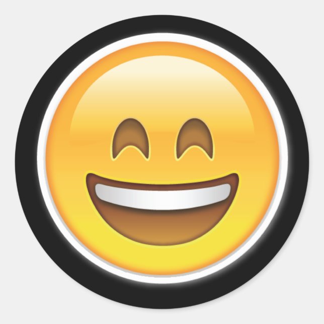 fröhliche, große Lächelchen Emoji-Aufkleber Runder Aufkleber (Vorderseite)