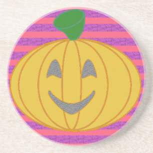 Fröhliche große moderne orange Halloween-Kürbispar Getränkeuntersetzer