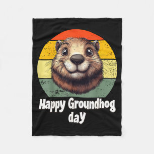 Fröhliche Groundhog Day 2025 Dekorationen Humorvol Fleecedecke