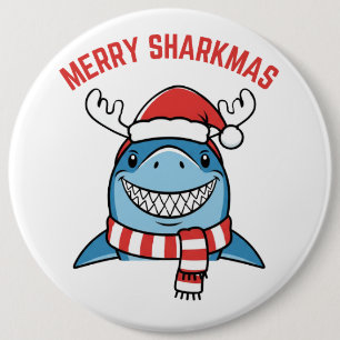 Fröhliche Haifisch-Weihnachten Lustiger Weihnachts Button