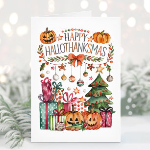 Fröhliche HalloDankMas-Weihnachtskarte Feiertagskarte