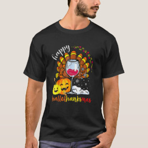 Fröhliche Hallothankmas-Weingläser Halloween-Kostü T-Shirt