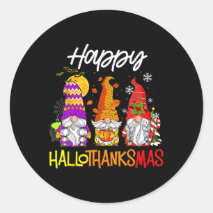 Fröhliche Hallothanksmas Gnome Halloween Erntedank Runder Aufkleber