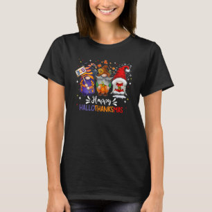 Fröhliche Hallothanksmas Gnome Halloween Erntedank T-Shirt