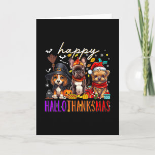 Fröhliche Hallothanksmas Hunde Halloween Erntedank Karte