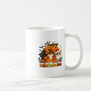 Fröhliche Hallothanksmas Katze Halloween Weihnacht Kaffeetasse