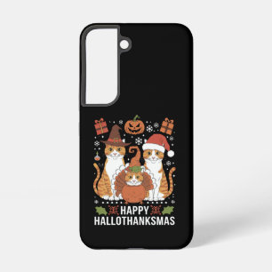 Fröhliche Hallothanksmas Katzen Halloween Weihnach Samsung Galaxy Hülle