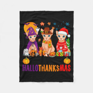 Fröhliche Hallothanksmas Sphynx Katzen Halloween D Fleecedecke
