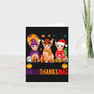 Fröhliche Hallothanksmas Sphynx Katzen Halloween D Karte