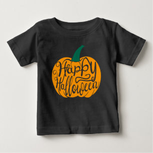 Fröhliche Halloween-Beschriftung auf ausgehöhltem  Baby T-shirt