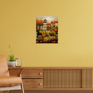 Fröhliche Halloween-Farbbildillustration Poster
