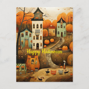 Fröhliche Halloween-Farbbildillustration Postkarte
