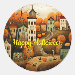 Fröhliche Halloween-Farbbildillustration Runder Aufkleber