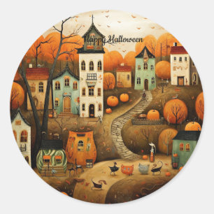 Fröhliche Halloween-Farbbildillustration Runder Aufkleber
