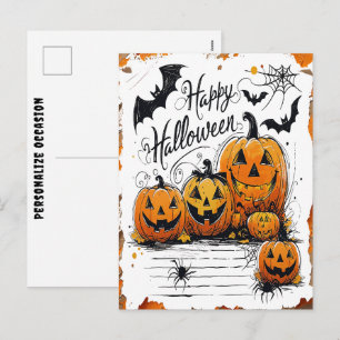 Fröhliche Halloween-Feier Kürbisse Fledermäuse Spi Feiertagspostkarte