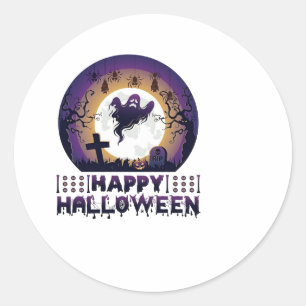 Fröhliche Halloween-Geister Fledermäuse Spinnen_1 Runder Aufkleber