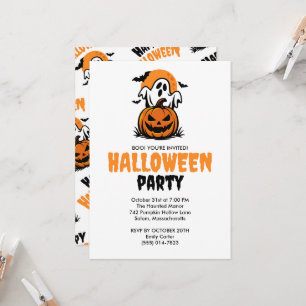 Fröhliche Halloween-Geister- und Kürbisparty Einladung