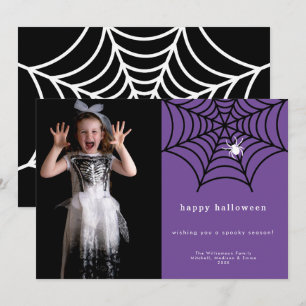 Fröhliche Halloween Gruselige Spinnennetz Foto Vor Feiertagskarte