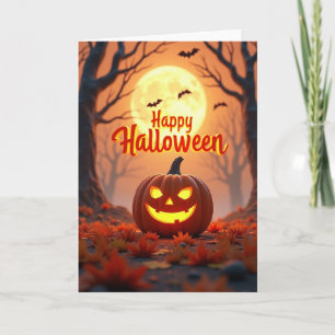Fröhliche Halloween-Grußkarte mit unheimlichen Bäu Karte