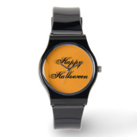Fröhliche Halloween Handschrift Uhr (Orange & Schw