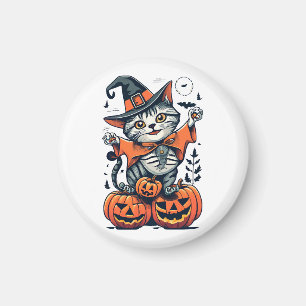 Fröhliche Halloween Hexenkatze Magnet