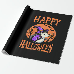 Fröhliche Halloween-Igel-Hexe Geschenkpapier