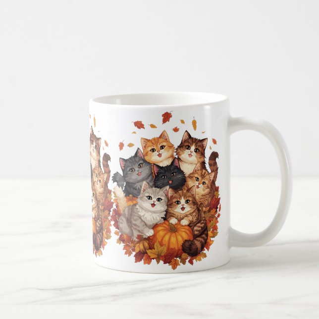 Fröhliche Halloween-Katzen und Kürbisse  Kaffeetasse (Rechts)
