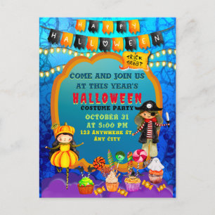 Fröhliche Halloween-Kostümparty-Feier für Kinder Postkarte