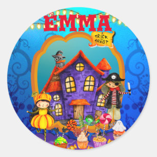 Fröhliche Halloween-Kostümparty für Kinder Feier Runder Aufkleber