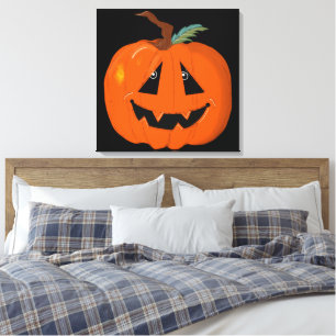 Fröhliche Halloween-Kürbislaterne Illustrative Kun Leinwanddruck