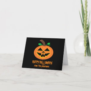 Fröhliche Halloween lächelnde Kürbis-Grußkarte Karte