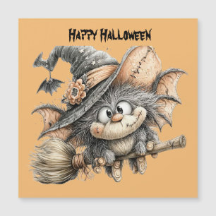 Fröhliche Halloween-Launische Figur Flachkarte Magnetkarte